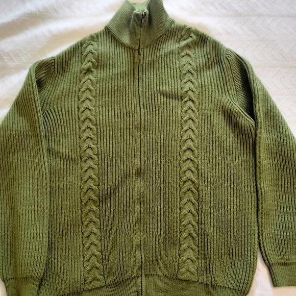 Vintage Wool Men's Duxbak Utica Sportswear Cable Zip Up Sweater Size L - Picture 9 of 11